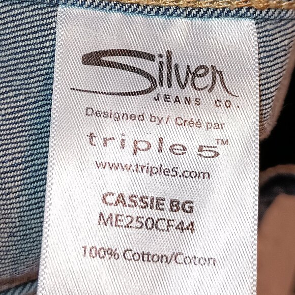 Silver Jeans Co. Big Girls' Cassie Cropped Dark Wash Jean Jacket Large - Picture 6 of 9